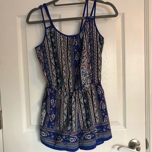Blue patterned romper